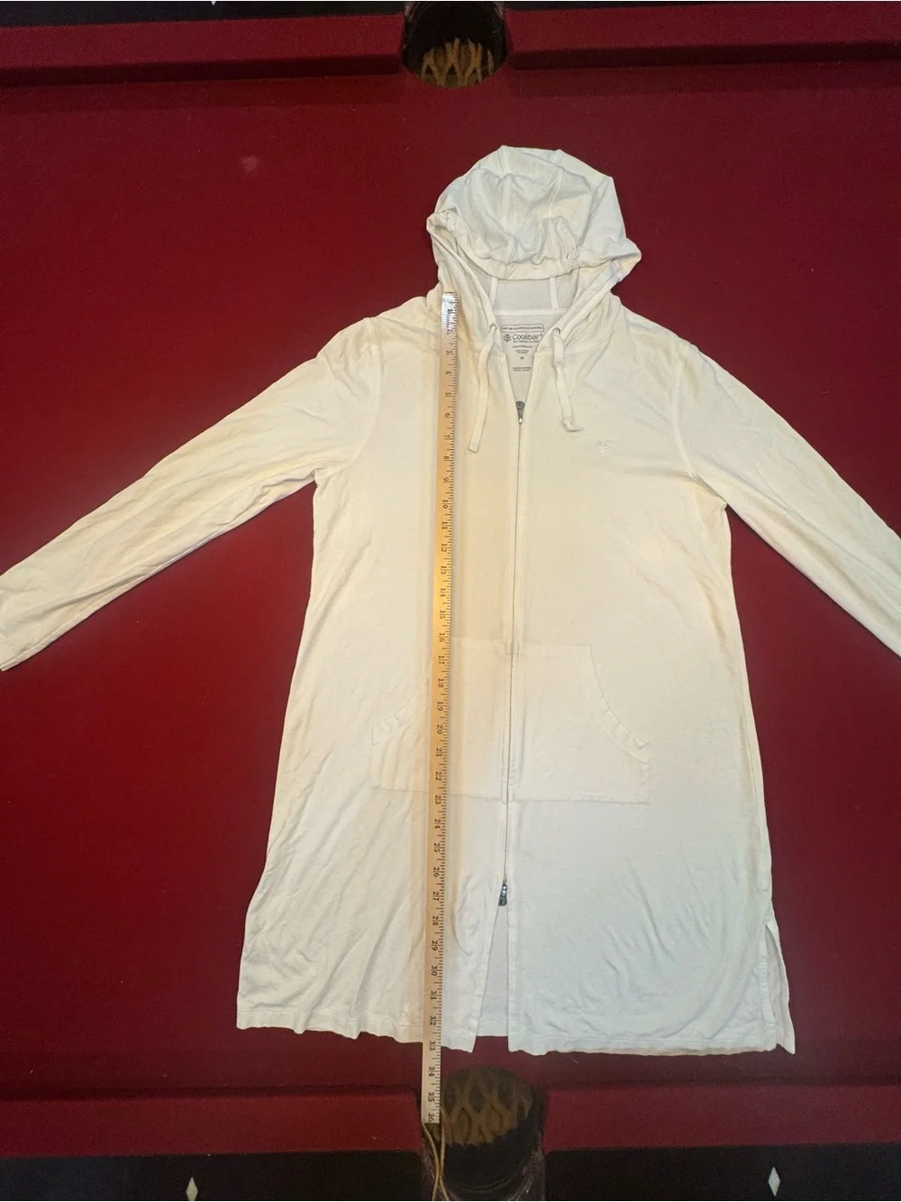 Coolibar Women’s Long Cabana Hoodie in White With Sun Protection UHF 50 Size M